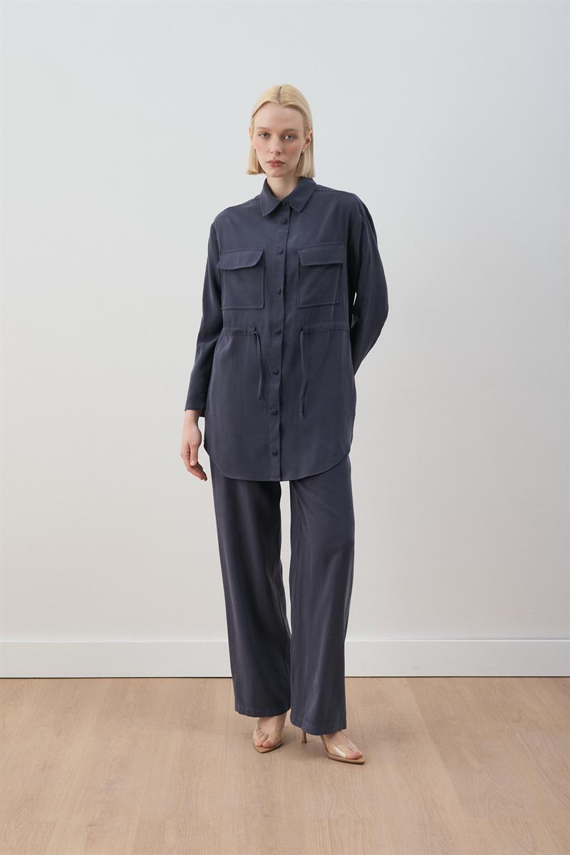 MİORİ LORES TAŞLANMIŞ MODAL PANTOLONLU TAKIM LACİVERT