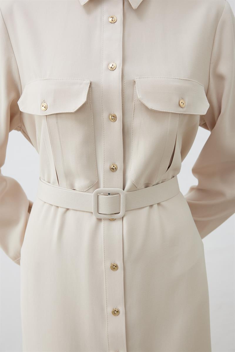 MİORİ MABELLA TENSEL ELBİSE BEJ