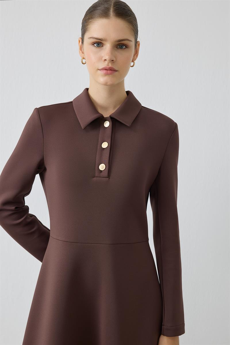 MIORI MAJE SCUBA DRESS BROWN
