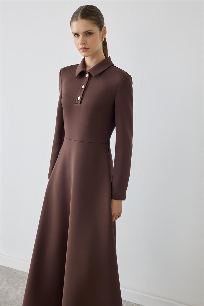 MIORI MAJE SCUBA DRESS BROWN