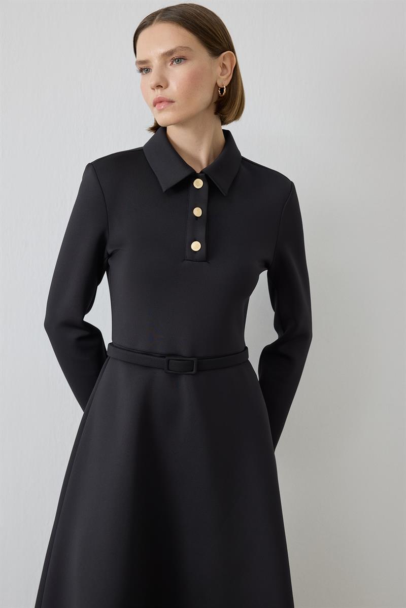 MIORI MAJE SCUBA DRESS BLACK