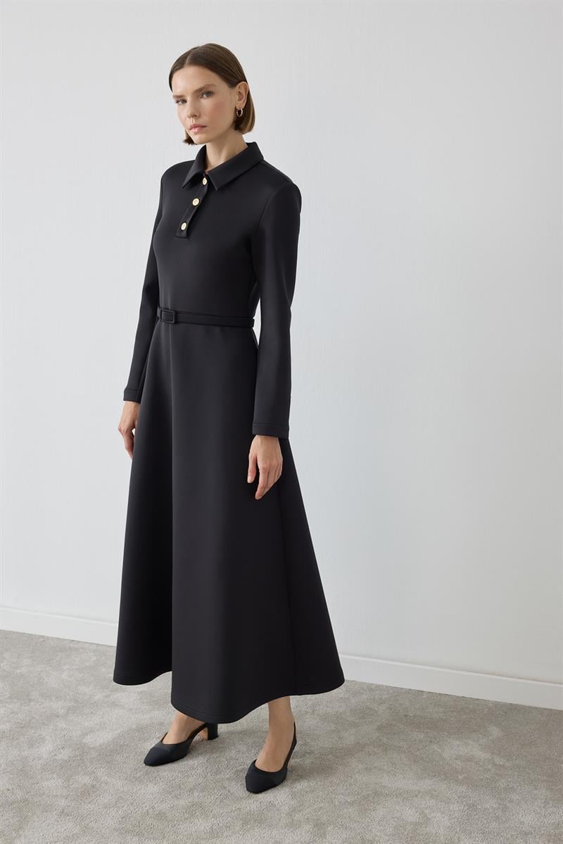 MIORI MAJE SCUBA DRESS BLACK