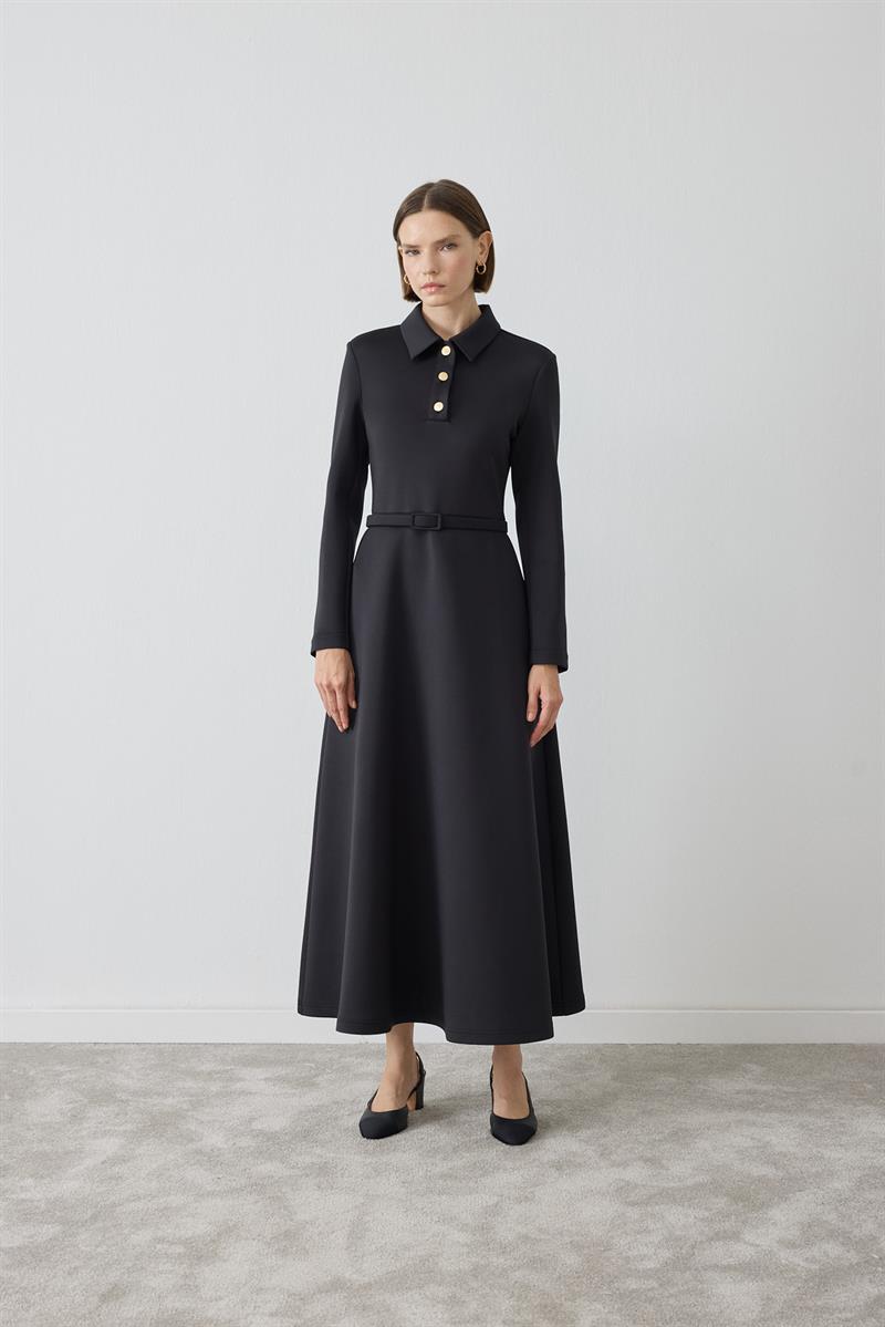 MIORI MAJE SCUBA DRESS BLACK