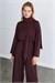 MIORI MISSE BRIT BUTTONED SOFT-TOUCH PANTS SET BURGUNDY