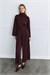 MIORI MISSE BRIT BUTTONED SOFT-TOUCH PANTS SET BURGUNDY