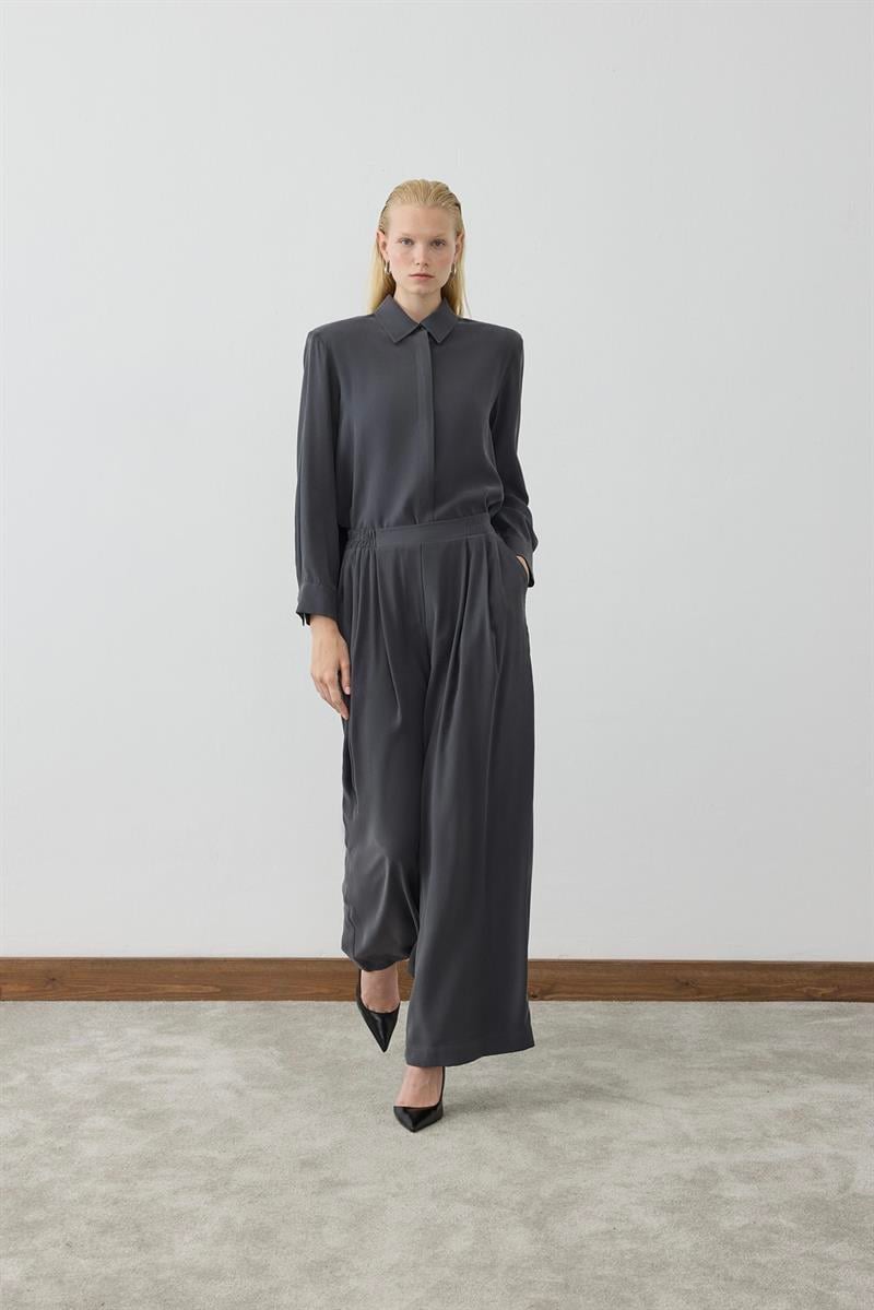 MİORİ NİMES TAŞLANMIŞ MODAL PANTOLONLU TAKIM ANTRASİT