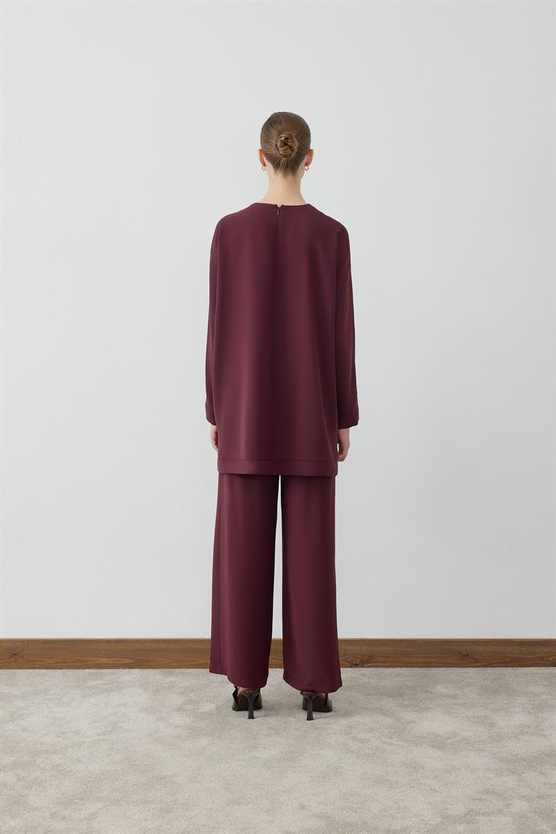 MİORİ PARMA KREP TAKIM BORDO