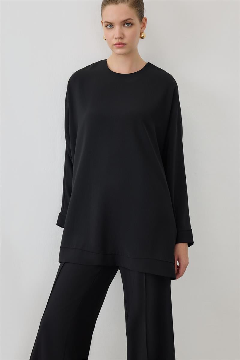 MİORİ PARMA KREP TAKIM SİYAH