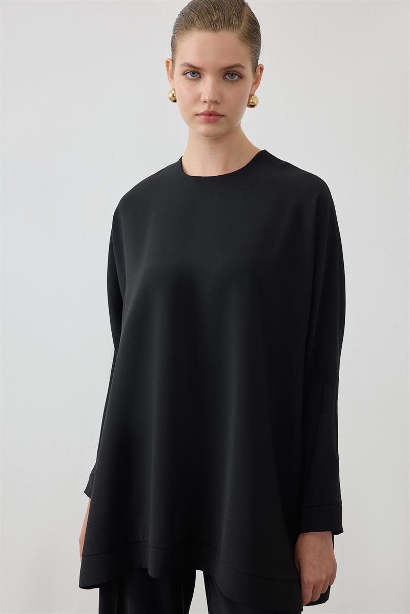 MİORİ PARMA KREP TAKIM SİYAH