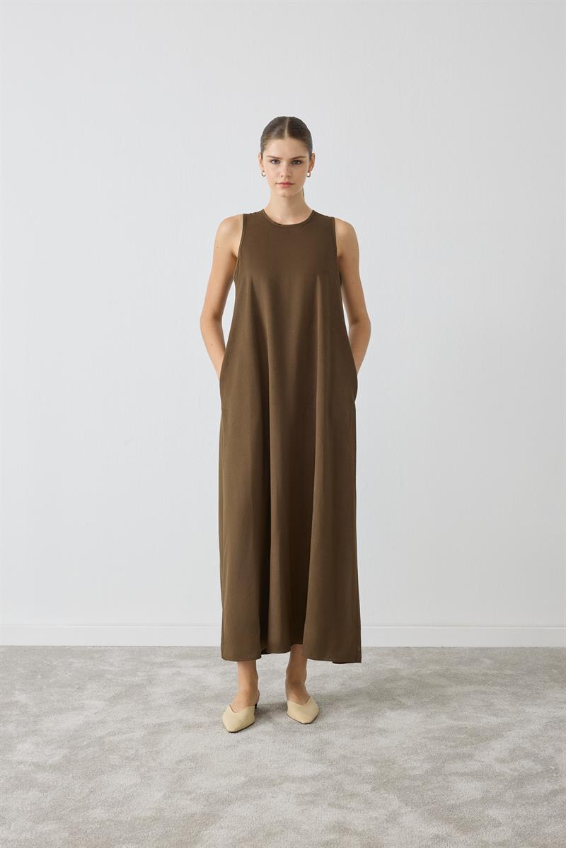 MIORI ROME TENCEL JACKETED DRESS KHAKI