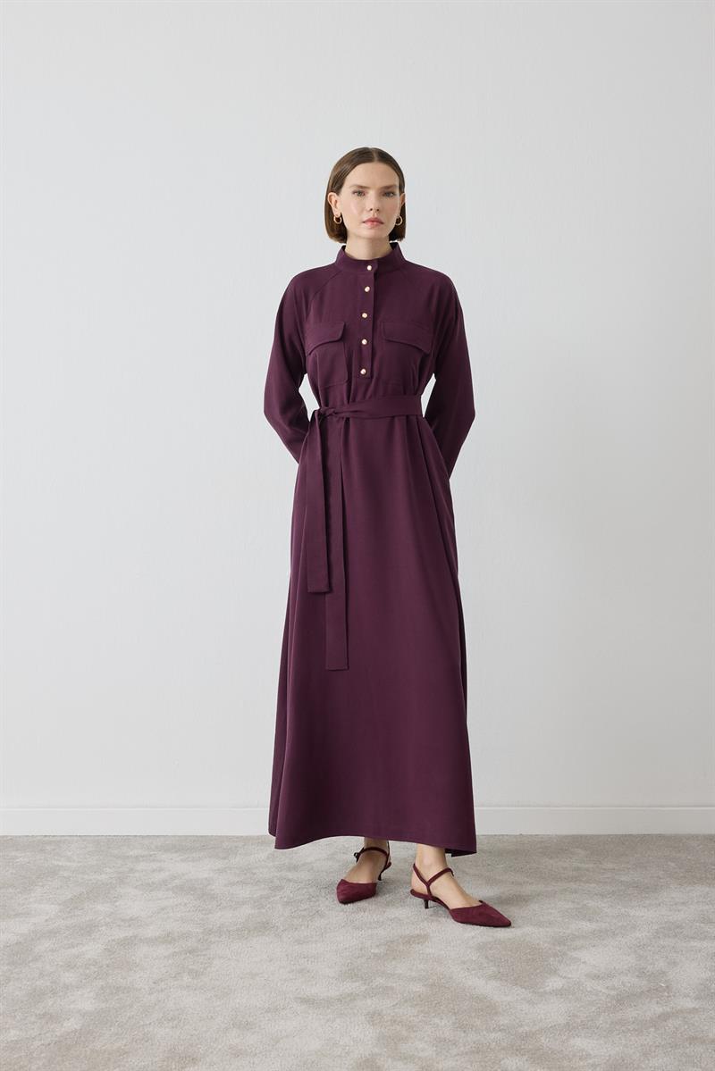 MİORİ SİLVA TENSEL ELBİSE BORDO