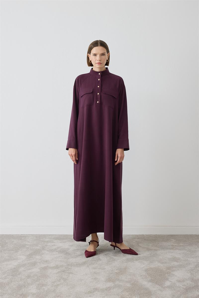 MİORİ SİLVA TENSEL ELBİSE BORDO