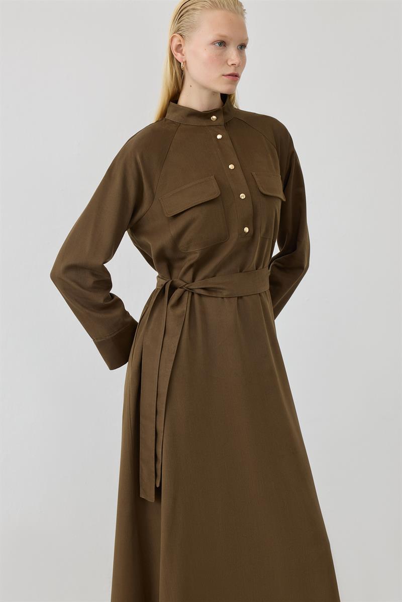 MIORI SILVA TENCEL DRESS KHAKI
