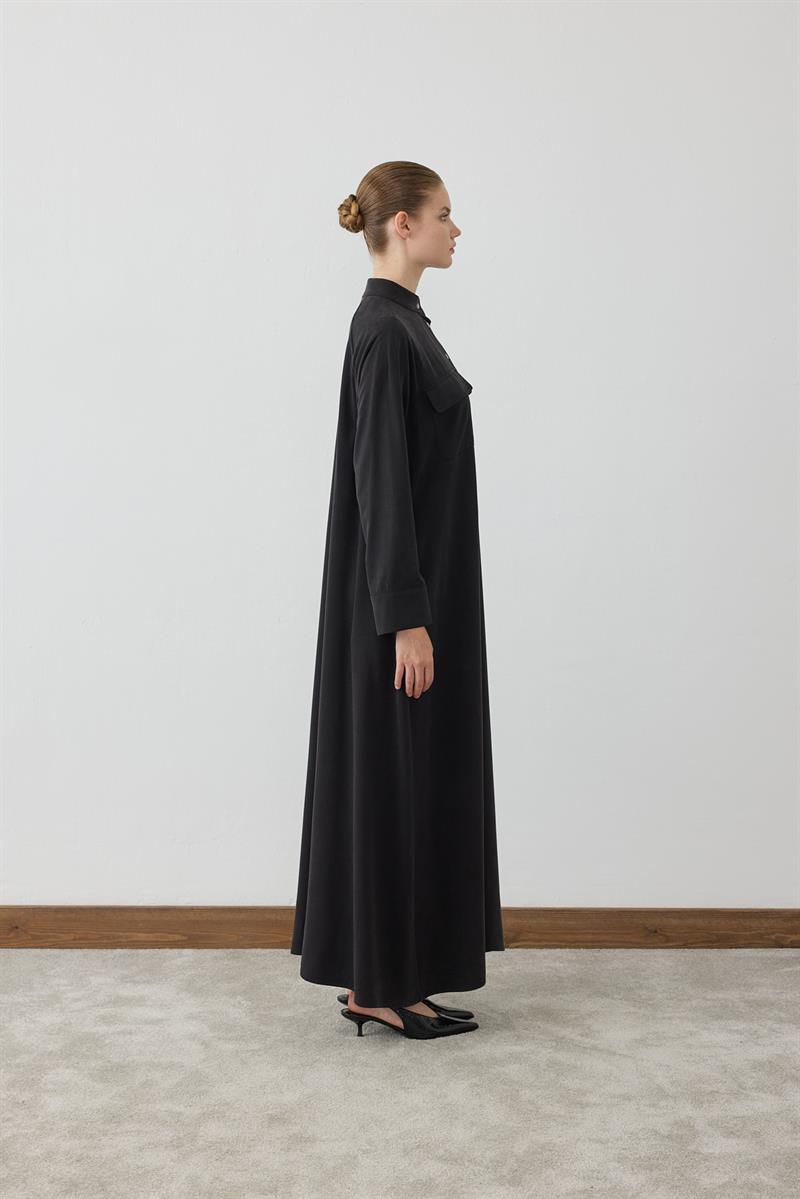 MİORİ SİLVA TENSEL ELBİSE SİYAH