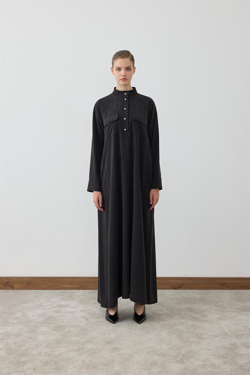 MİORİ SİLVA TENSEL ELBİSE SİYAH
