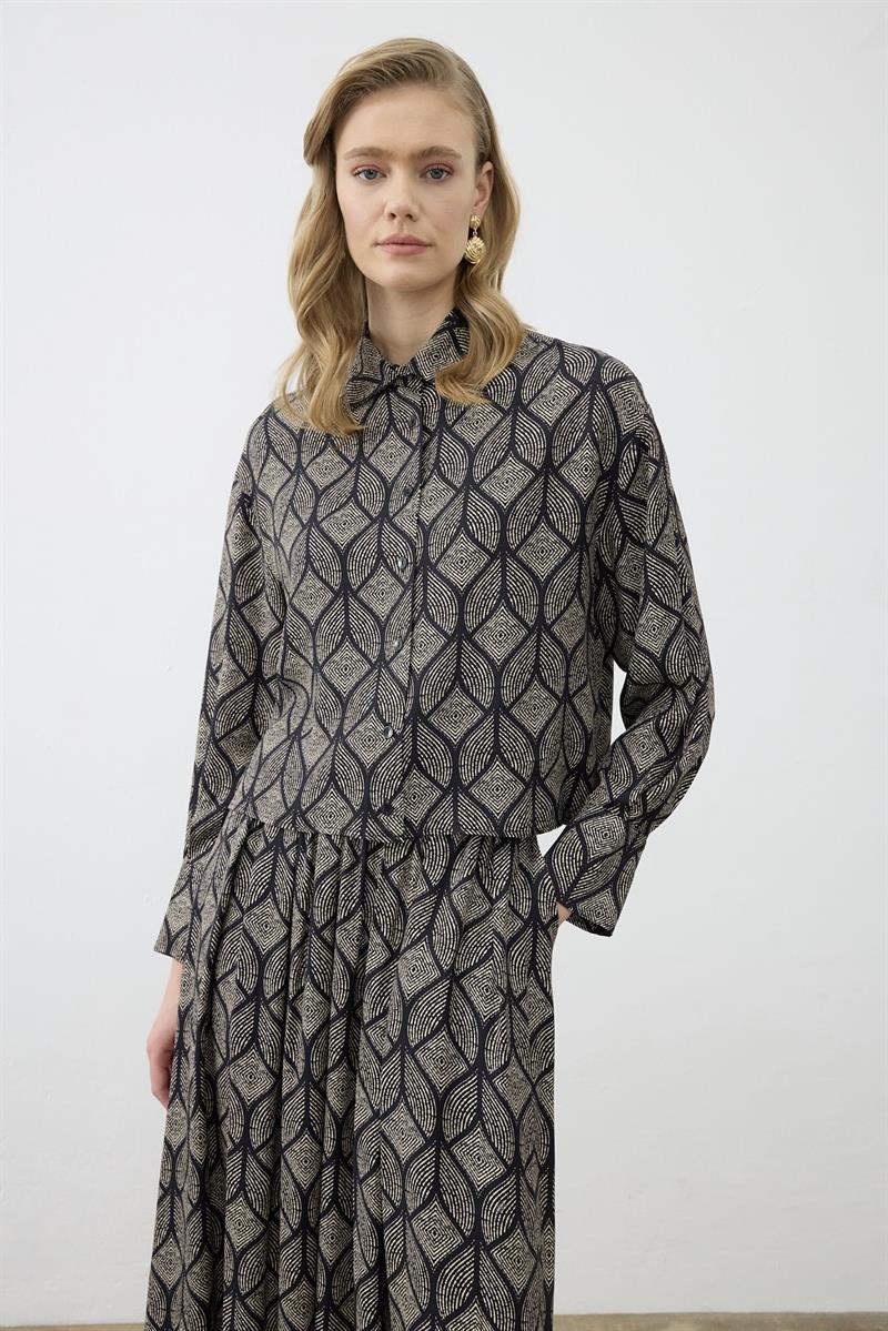 MIORI TORINO RAYON VISCOSE SKIRT SET BLACK
