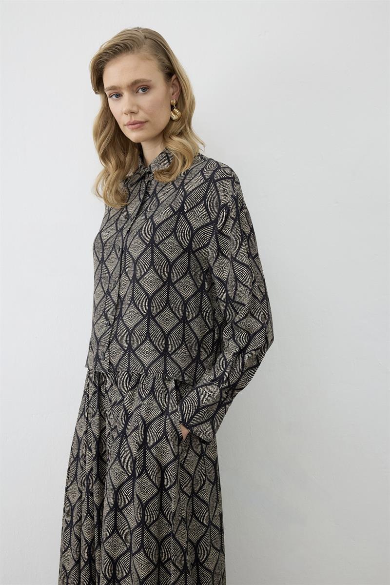 MIORI TORINO RAYON VISCOSE SKIRT SET BLACK