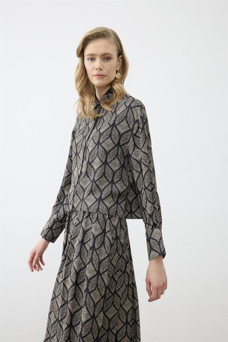 MIORI TORINO RAYON VISCOSE SKIRT SET BLACK