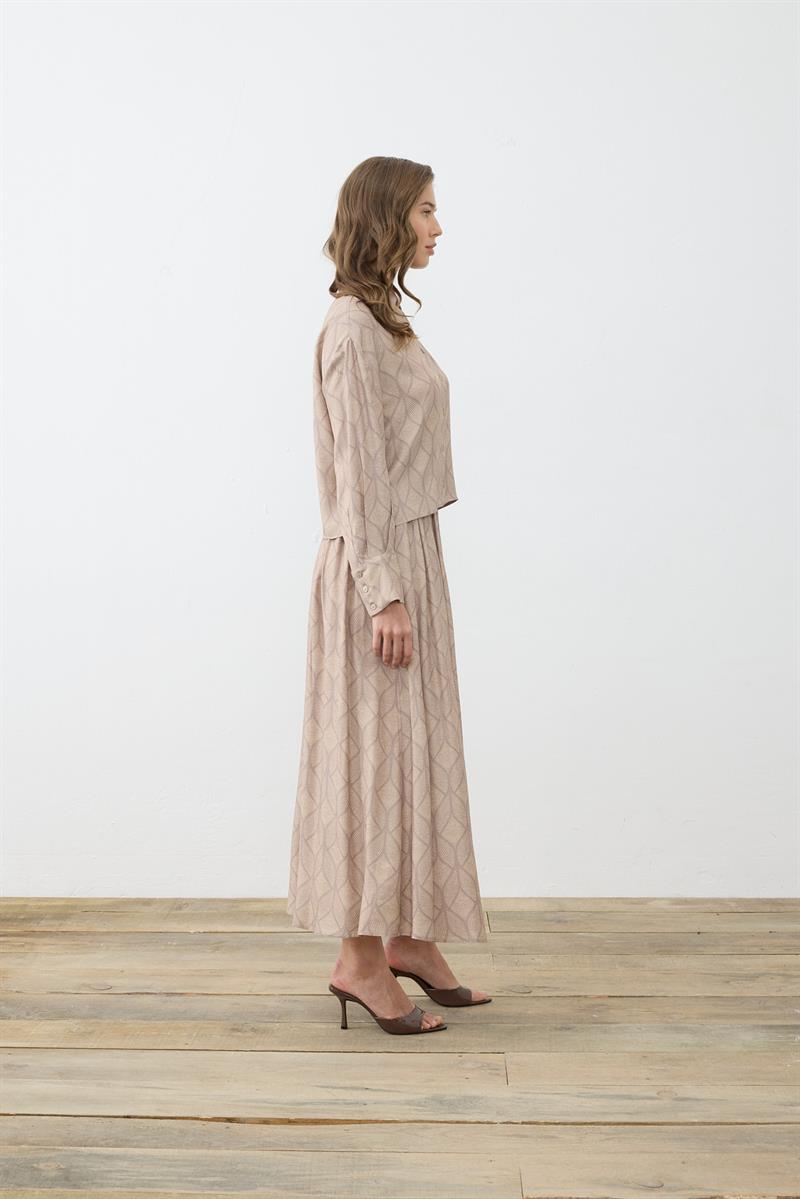 MIORI TORINO RAYON VISCOSE SKIRT SET MINK