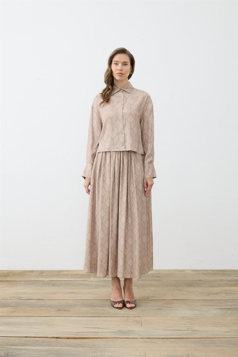 MIORI TORINO RAYON VISCOSE SKIRT SET MINK