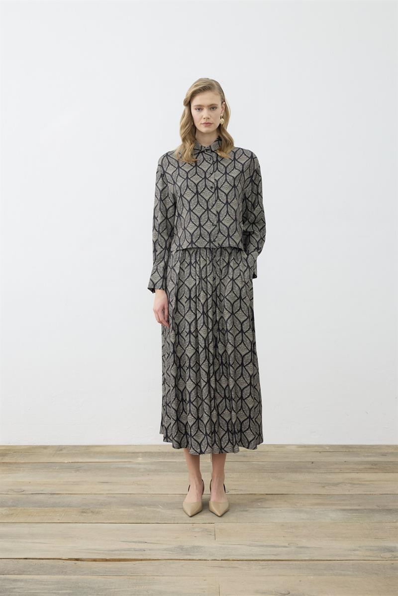 MIORI TORINO RAYON VISCOSE SKIRT SET BLACK