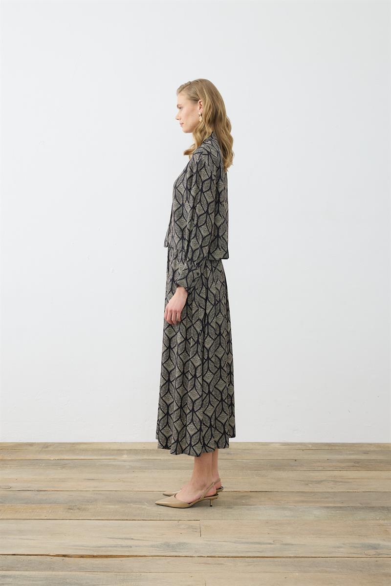 MIORI TORINO RAYON VISCOSE SKIRT SET BLACK