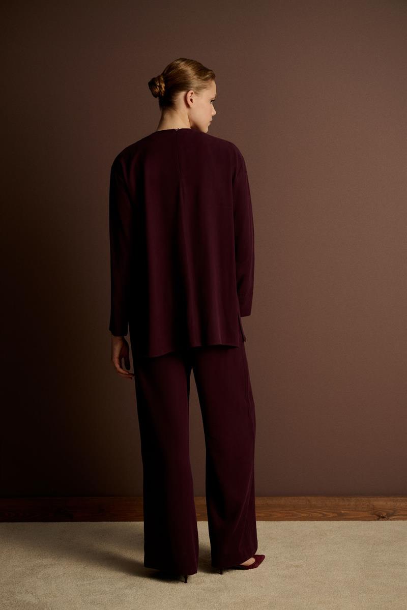 MIORI VOGUE TENCEL PANTS SET BURGUNDY