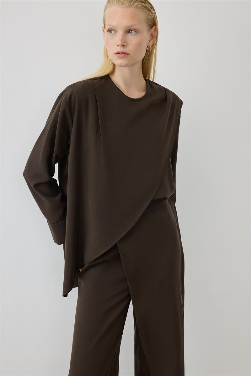 MIORI VOGUE TENCEL PANTS SET BROWN