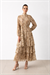 MİRA ÇİÇEK DESEN ŞİFON KAT KAT ELBİSE BEJ