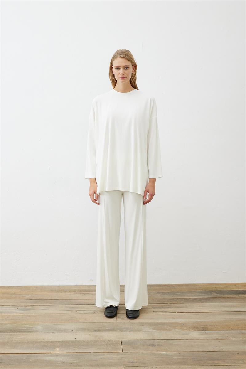 MODAL PENYE ÇİMALI PANTOLONLU TAKIM EKRU