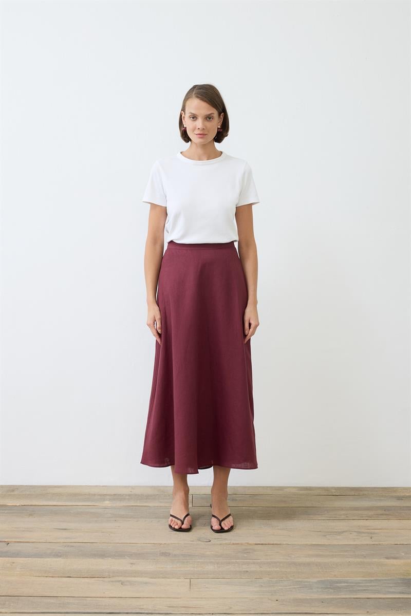 NATURAL %100 KETEN KLOŞ ETEK BORDO