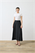 NATURAL %100 LINEN FLARED SKIRT BLACK