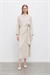 NATURAL %100 LINEN DOUBLE BREASTED SKIRT SET NATURAL