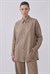 NATURAL %100 LINEN PANTS SET ETOUPE