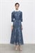 NAVY LYOCELL DESENLİ ELBİSE LACİVERT