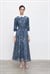 NAVY LYOCELL DESENLİ ELBİSE LACİVERT