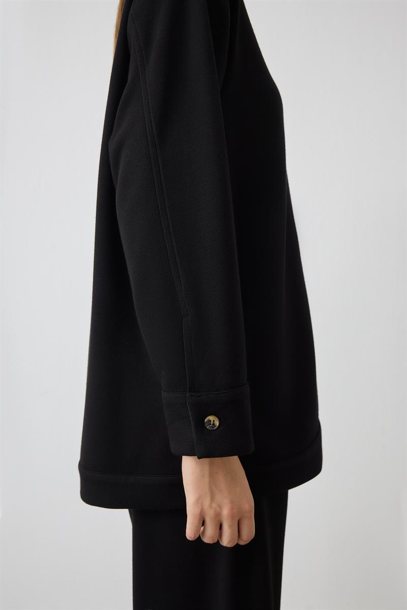 NEVA ÇİZGİ DETAYLI ÖRME PANTOLONLU TAKIM SİYAH