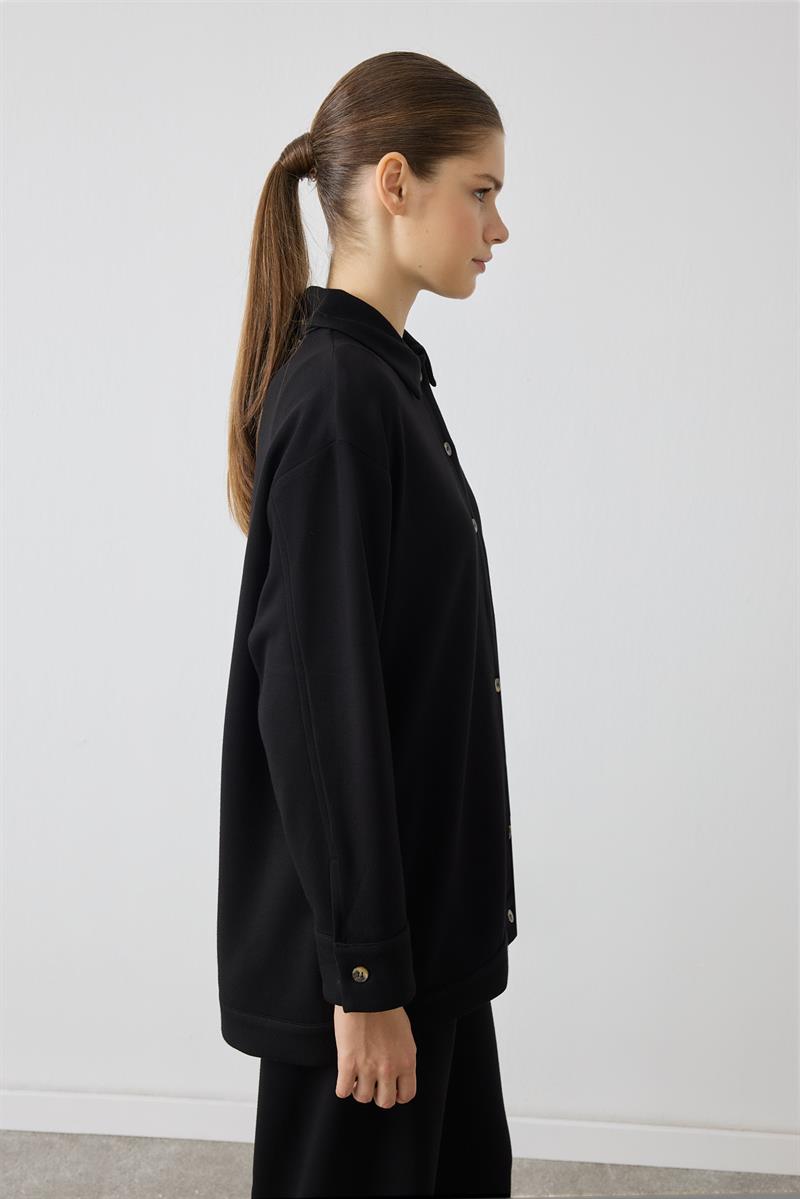 NEVA ÇİZGİ DETAYLI ÖRME PANTOLONLU TAKIM SİYAH