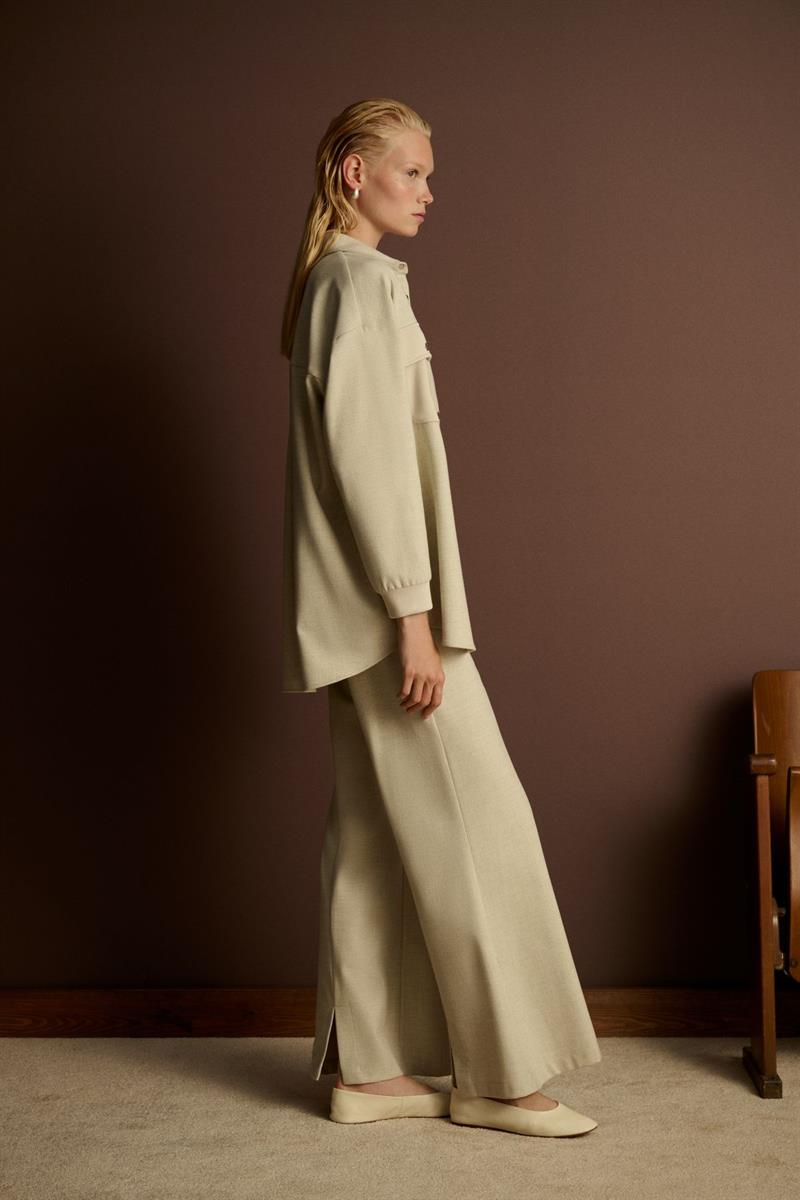 NEVA ÖRME DETAYLI PANTOLON TAKIM GRİ