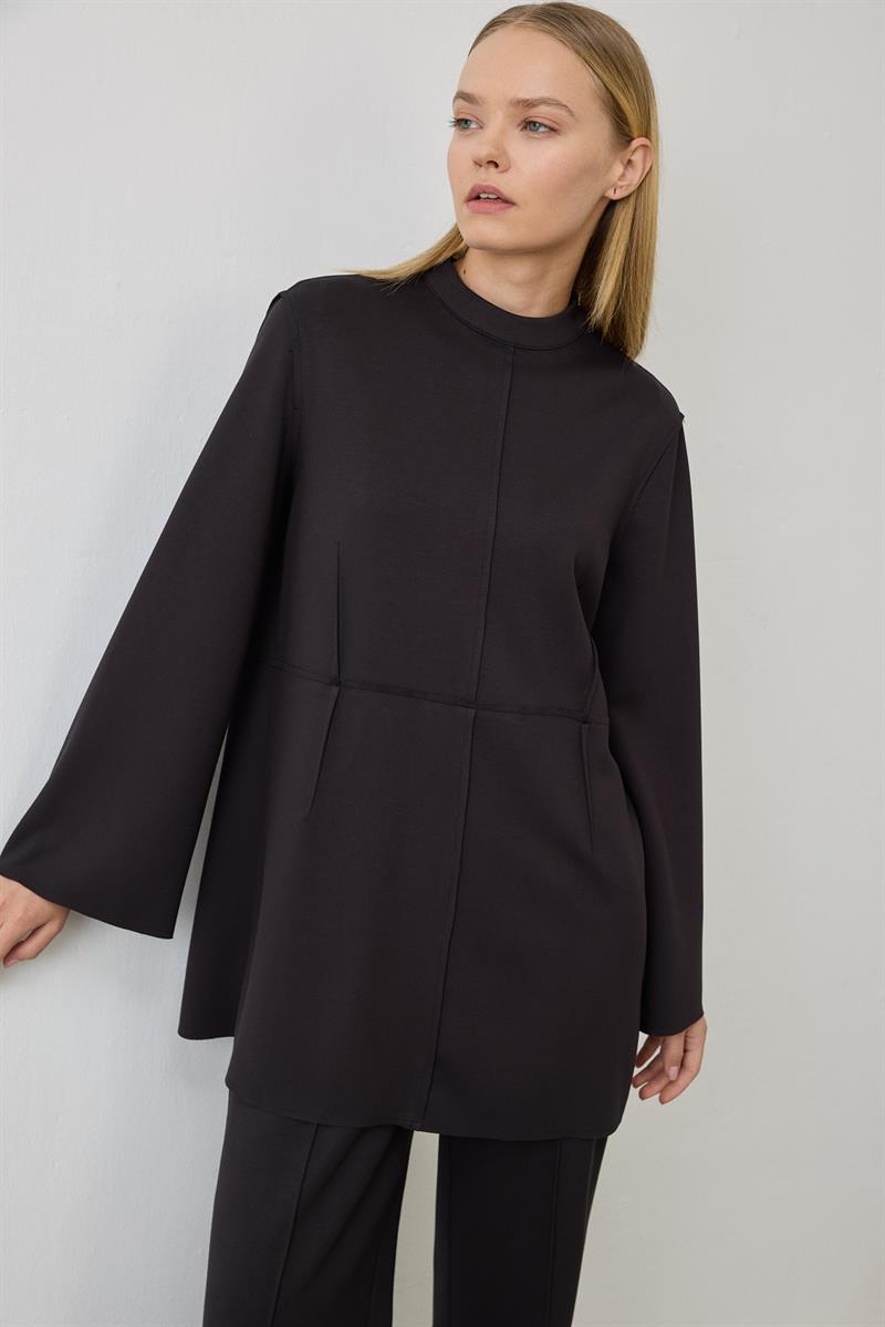 NORA DİKİŞ DETAYLI ÖRME TAKIM SİYAH