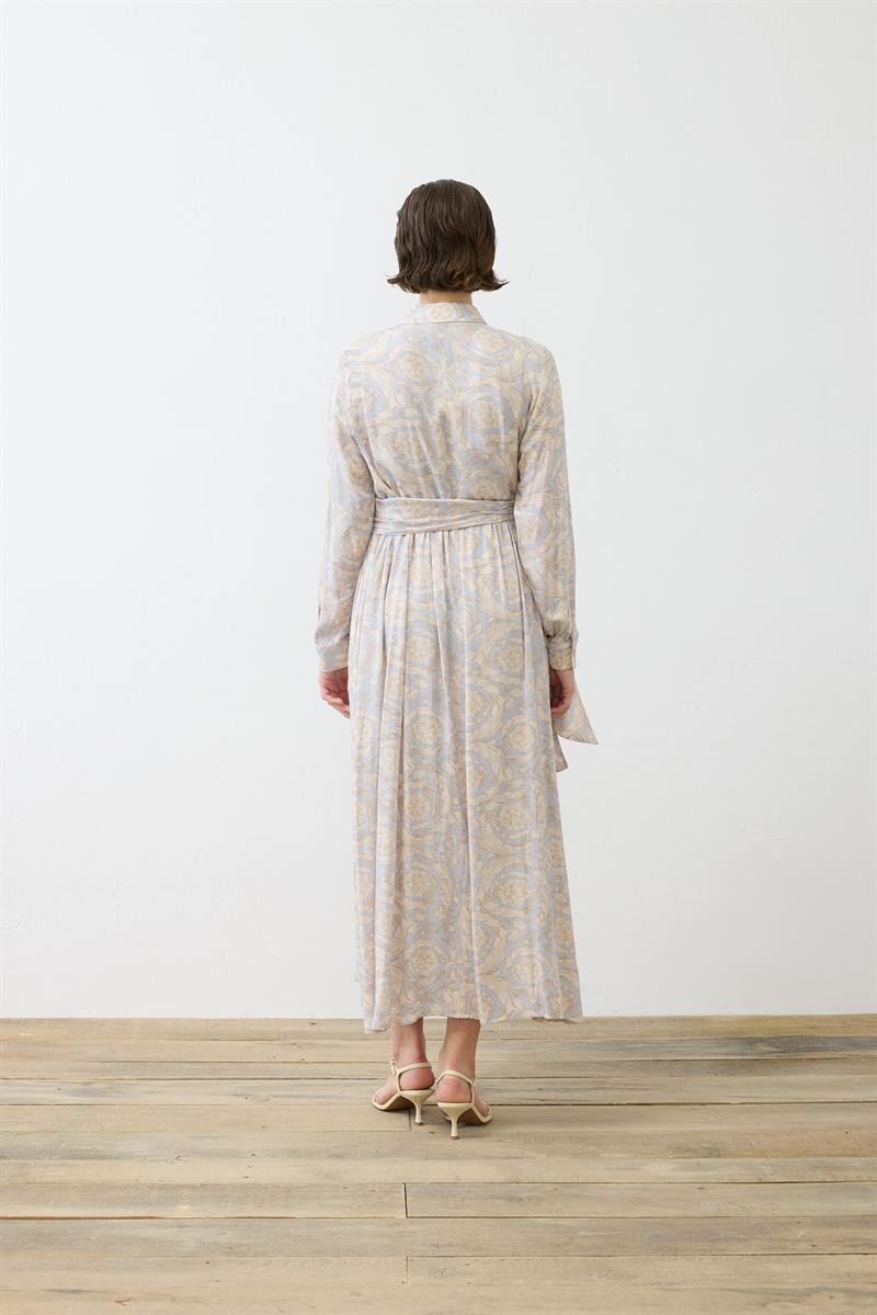 PASTEL DESEN VİSKON RAYON GÖMLEK ELBİSE BEBE MAVİ