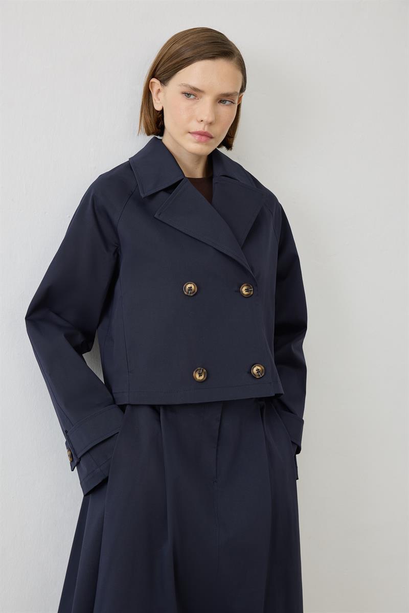 PERRY KISA TRENÇKOT LACİVERT