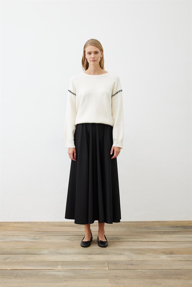 PREMIUM SELECTION DİKİŞ DETAYLI KAZAK EKRU