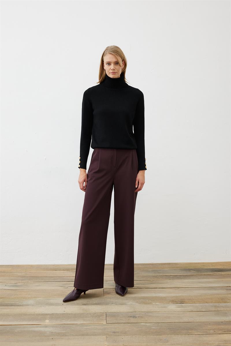 PREMIUM SELECTION DÜĞME DETAYLI BOĞAZLI TRIKO KAZAK SİYAH