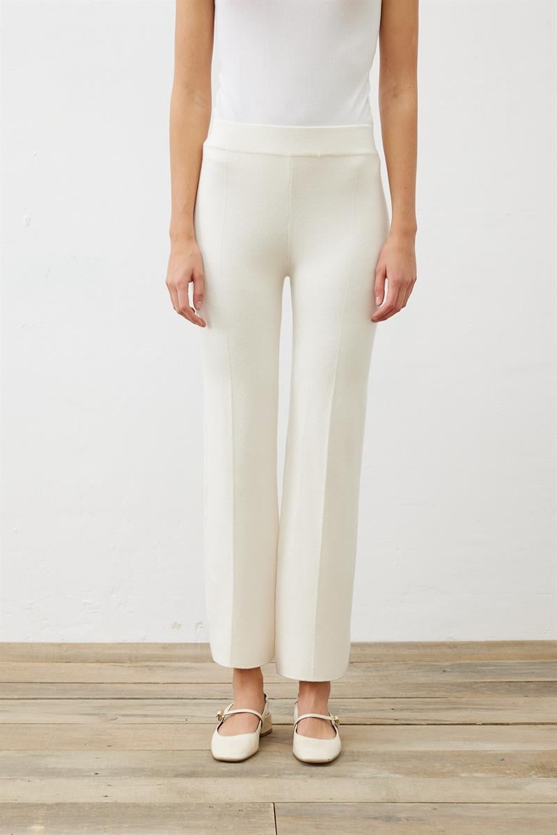 PREMIUM SELECTION TRİKO BOL PAÇA PANTOLON EKRU