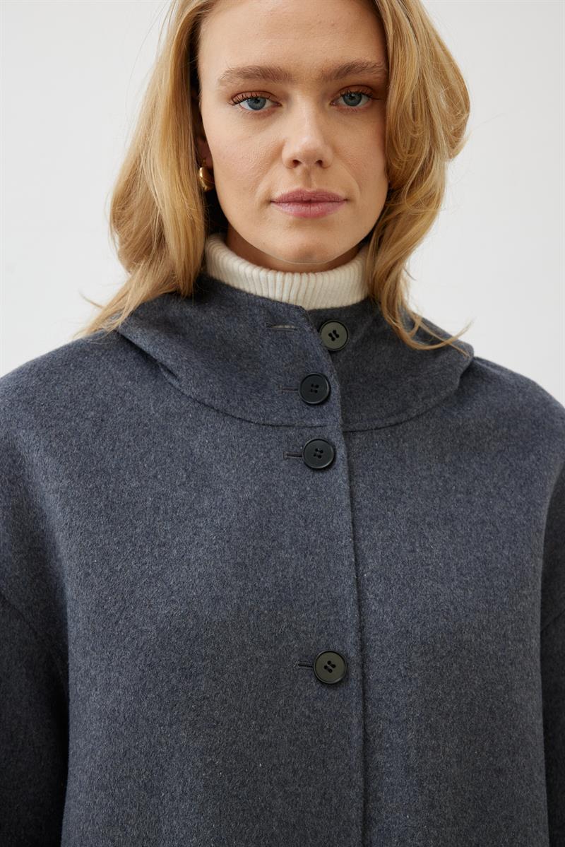 PREMIUM SELECTION YÜN KAŞMİR KISA KABAN GRİ