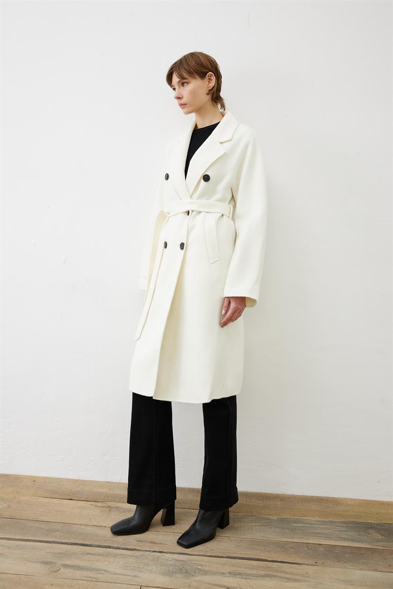 PREMIUM SELECTION YÜN KAŞMİR KRUVAZE KABAN EKRU