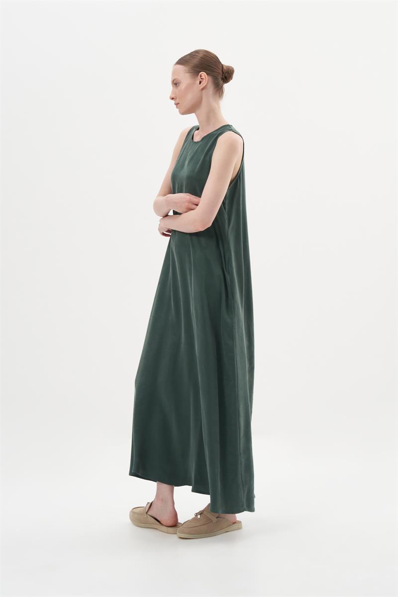 PRIME WASHED SILK SLEEVELESS SHIRT SET KHAKI