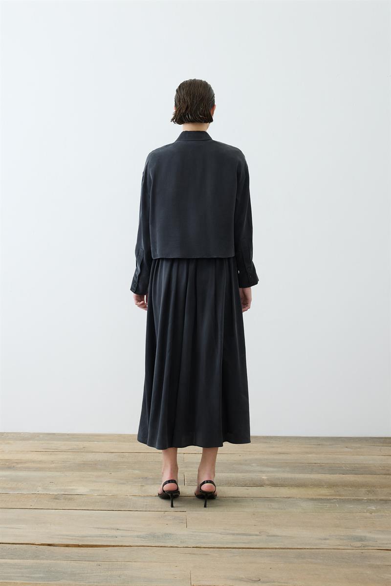 PRİME TAŞLANMIŞ İPEK LASTİKLİ ETEKLİ TAKIM SİYAH