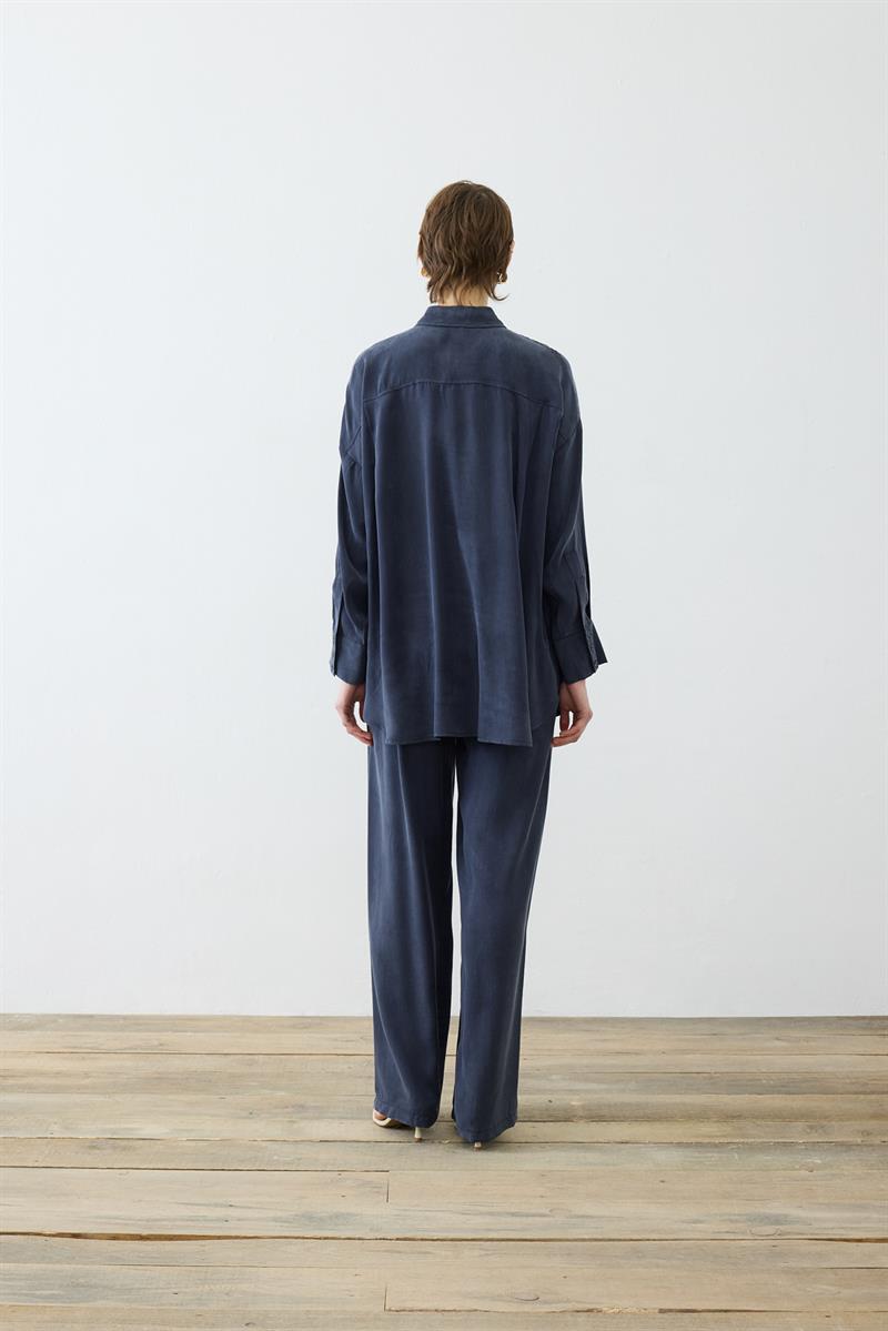 PRIME WASHED SILK PANTS SET NAVY BLUE